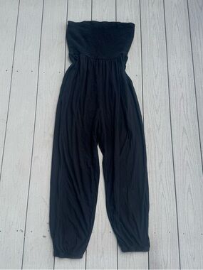 American Eagle Outfitters Black Strapless Romper Jumpsuit Large Spring Summer
